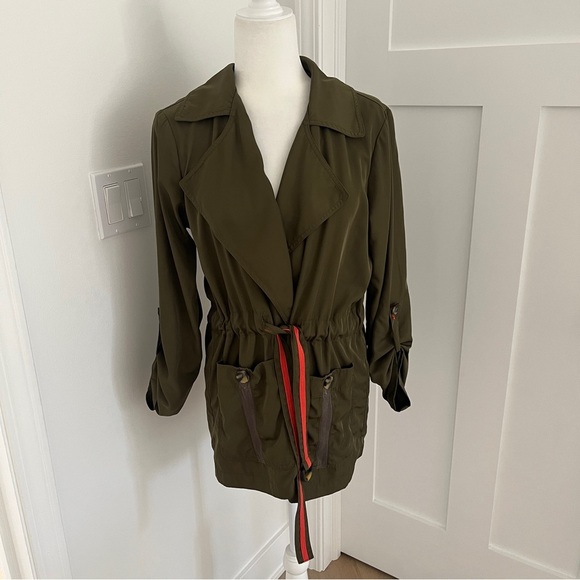 Anthropologie Gisborne Anorak Olive Green Women's Trench Coat Sz S *P13 - Picture 2 of 5